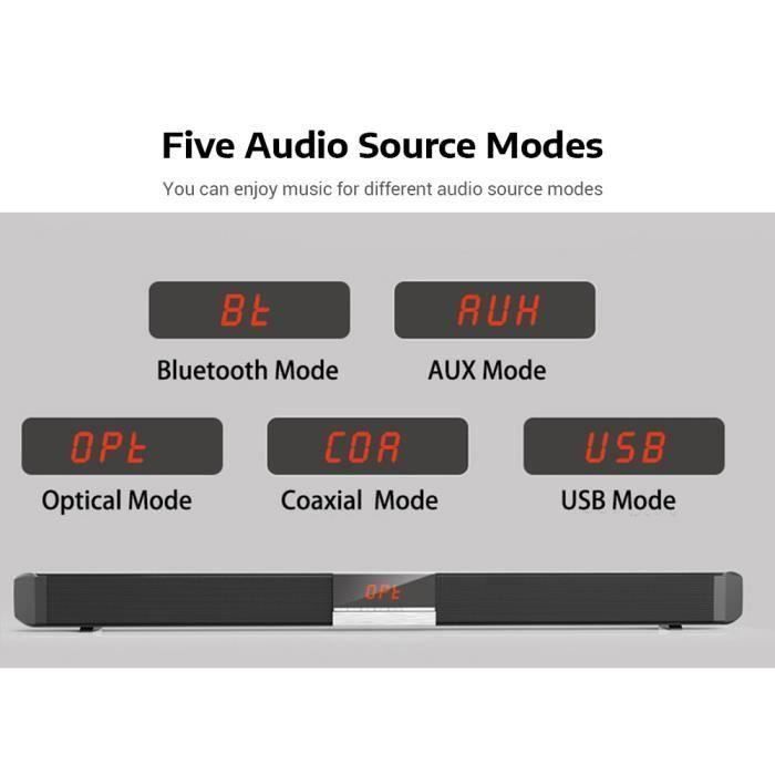 Shunpad S R100 Barre de son Bluetooth Surround Noir