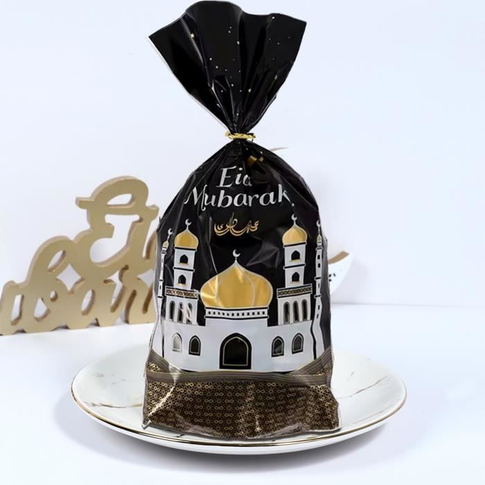 HaloCasa Pack 32 Sachets Cadeaux pour Ramadan et Eid Mubarak - Sac Bonbons Eid Mubarak à Cordon de Serrage, Sacs à Friandises et Biscuits de Aïd el-Fitr pour Décorations et Célébrations de