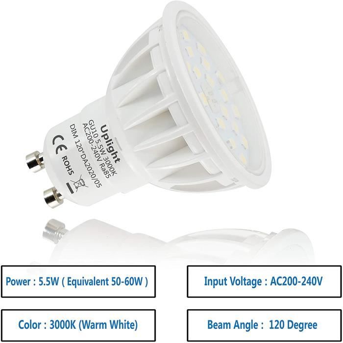 Lot de 10 Ampoules LED GU10 7W eq. 60W 4000K Blanc naturel