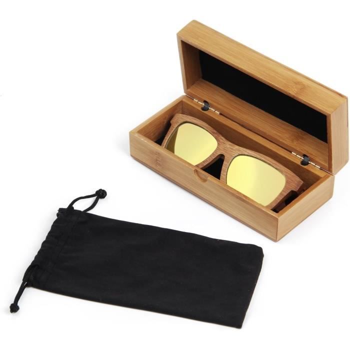 Lunettes De Soleil UV400 Navaris - Branches En Bois De Bambou - Neuf Avec Étiquettes