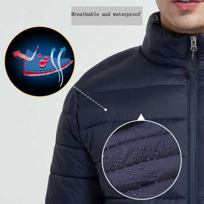 Doudoune a Capuche Chauffante USB Charge Homme Femme Leger Electrique 9 Zones de Chauffage 3 Niveaux de Reglages Chale Noir noire Cdiscount Pret a Porter
