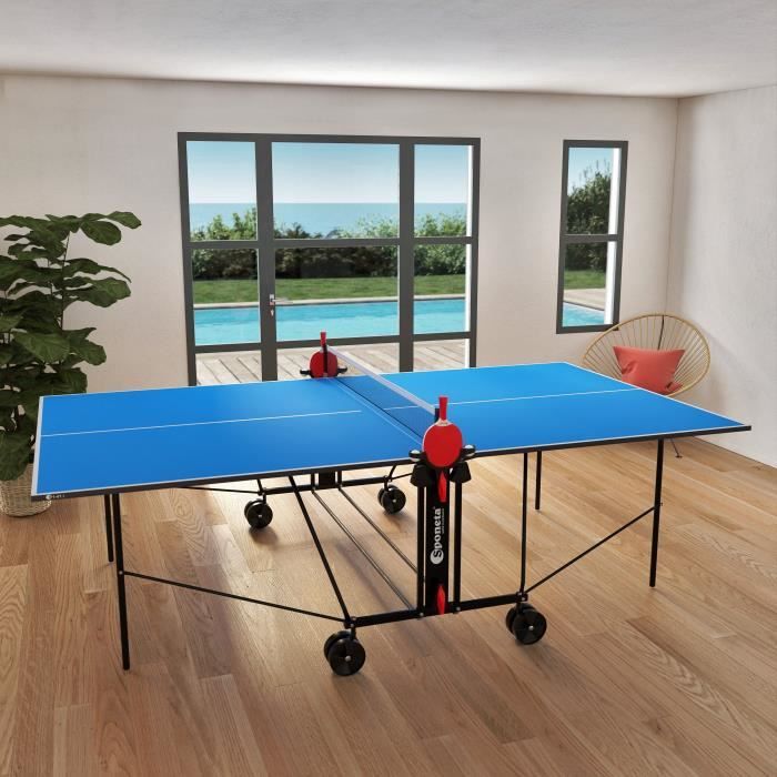Table Tennis de Table Table Ping Pong Compacte Usage Intérieur Bleu et noir
