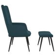 Fauteuil de salon - MMF - Confort Chaise de relaxation - Bleu Velours - Avec repose-pied-3