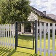 XMTECH Porte de jardin 125 x 100 cm, Portillon en fer galvanise portail de clôture avec serrure poignee et 3 clés, Anthracite-3