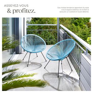 Lot De 2 Fauteuils De Jardin Ania Vert - Style Acapulco Rétro