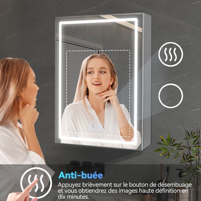 YU YUSING Armoire Murale De Salle De Bain Aluminium Avec