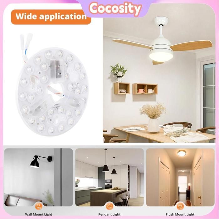 Kit D'Éclairage LED Pour Ventilateur De Plafond KIMISS - Panneau Dimmable 24W Magnétique, 3 Températures De Couleur