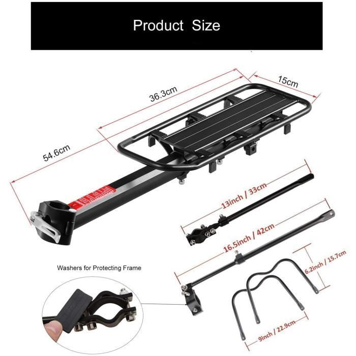 Porte-bagages Vélo Arrière MAIKEHIGH - Support 50kg - Réglable Avec Garde-boue - Pour VTT/ville