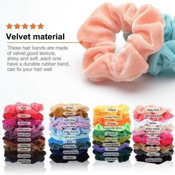 Lot De 10 Chouchous En Velours Rose Clair - Élastiques Pour Cheveux - Neuf Avec étiquettes