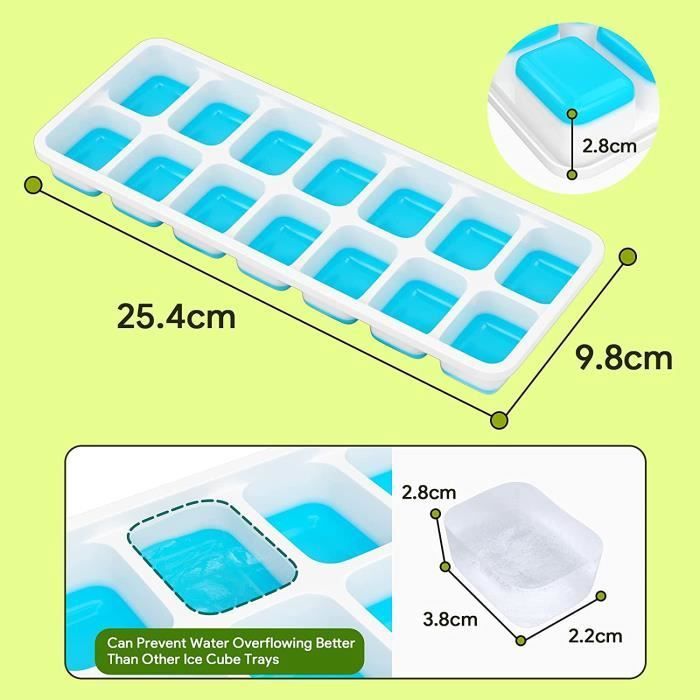 Lot De 3 Bacs à Glaçons En Silicone Avec Couvercle - 45 Glaçons, Sans BPA, Démoulage Facile - 7