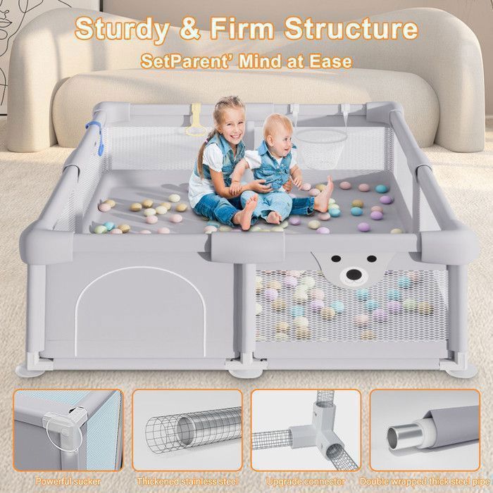Parc Bébé Parc De Jeux Bébé Pliable Lavable, Parc Centre D'activités Pour Enfants 180x150cm