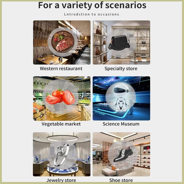 Projecteur Ventilateur Holographique 16,5" - 244 LED Polychromes, Résolution 2000x224, Contrôle WiFi/télécommande/PC, Pour événements, Magasins, Décorations