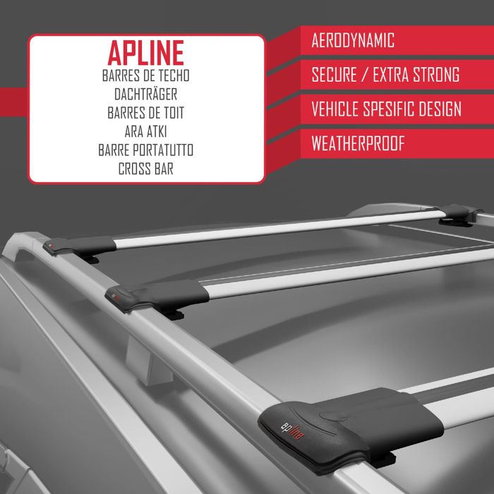 Barres De Toit Aluminium Renault Express 2021-2025 - Modèle Basic, Gris, Charge 75 Kg, 2 Barres