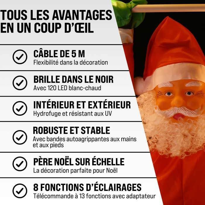 3M Père Noël Grimpant Sur Une échelle Décoration De Noël
