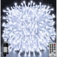 Guirlande lumineuse LED Noël 100m 1000LED IP44 étanche avec télécommande 8 modes décoration de fête pour Noël mariage Blanc Froid-0