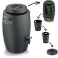 Réservoir d'engrais Conteneur pour faire de l'engrais, robinet de 55L baril de compost exterieur couvercle bac a compost a dechets-0
