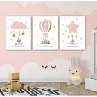 Youihom Lot De 3 Affiches Rose Bébé Fille – Lune, Étoiles, Nuages | Posters 30x40 Cm Toile Nordique Sans Cadre – Décoration Chambre Enfant