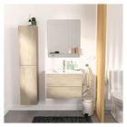 MOB-IN Meuble Salle de Bain 60 cm + Colonne décor Chêne + Miroir SORRENTO Bois Clair