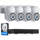 CAMCAMP Kit Caméra Surveillance POE WiFi 5MP H.265+500GB NVR Vision Nocturne Intelligente