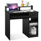 COSTWAY Bureau d'Ordinateur avec Tiroir et 2 Etagères de Rangement Bureau Informatique avec Plateau à Clavier pour Maison Etude