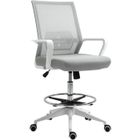 HOMCOM Vinsetto Fauteuil de bureau chaise de bureau assise haute réglable tabouret de bureau pivotant 360° maille respirante gris et blanc
