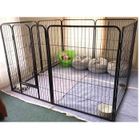 KEDIA. Clôture pour animaux de compagnie-8 pièces de réglage mobile pliable, métal noir avec porte