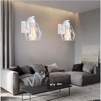 MOGOD 2Pcs Applique Murale style Vintage Lampe de Mur Intérieur Industriel E27 éclairage de Mur en Métal Blanc pour Salon Café