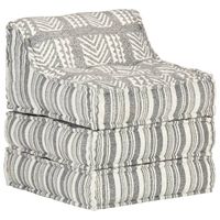 Coussin de sol pouf modulaire chaise longue en tissu gris raye 60 par 70 par 76
