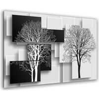 HXA DECO - Impression sur Toile, Décoration Murale Tableau Moderne, Tableau Graphique Arbres sur fonds Noir et Blanc - 80x50 cm