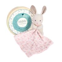 Doudou en coton Bio Lapin - Doudou et Compagnie - Avec mouchoir rose - Mixte - A partir de 0 mois