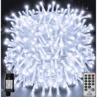 Guirlande lumineuse LED Noël 100m 1000LED IP44 étanche avec télécommande 8 modes décoration de fête pour Noël mariage Blanc Froid