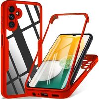 Coque pour Samsung Galaxy A14 4G/5G Protection Intégrale Avant et Arrière Double Face Rouge