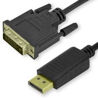 OCIODUAL Câble DisplayPort vers DVI 1,8m Noir Cordon Adaptateur Convertisseur Display Port DP Mâle M-M Full HD 1080p pour Laptop