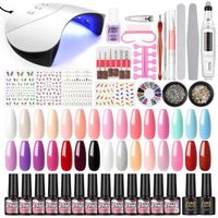 PEACECOLOR Kit Vernis à Ongles Complet 36W Lampe UV LED Ponceuse Ongle Electrique 30 Couleurs Gel Nail Polish Kit Nail Outils