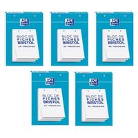 Lot De 2 Blocs Fiches Bristol Oxford - 60 Fiches Perforées Q5/5 125x200 Mm, Blanc, Fabriqué En France Et éco-label - 3