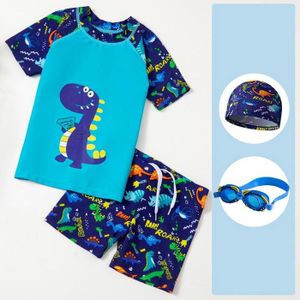 Maillot De Bain 1 Pièce Garçon Avec Flotteurs Intégrés – Manches Courtes, Bonnet Inclus – Apprentissage Natation, Plage, Piscine 4-8 Ans - 9