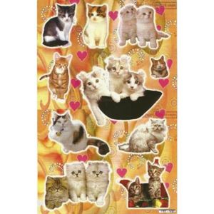 Maildor Planche dautocollants en Plastique Mignons Chats//Coeurs 17,5 x 9 x 0,1 cm
