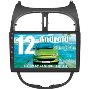 AUTORADIO AWESAFE Autoradio Android 12 pour Peugeot 206 (2002-2010) 2Go+32Go 9 Pouces Écran Tactile avec GPS/Carplay Android Auto/FM/WiFi