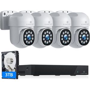 CAMÉRA DE SURVEILLANCE CAMCAMP Kit Caméra Surveillance POE WiFi 5MP H.265+3TB NVR Vision Nocturne Intelligente