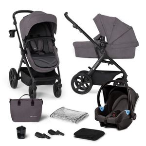 Kinderkraft MOOV Poussette 3 en 1, Poussette Canne, Trio, Poussette Bebe,  Landau Bébé, Avec Siège Auto, Accessoires, Adaptateurs Universels, Nacelle,  Grandes Roues, 25kg, Bleu : : Bébé et Puériculture