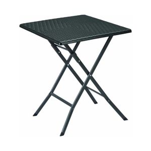 TABLE DE JARDIN  Table carrée noire 61x61xH73cm Pliante Camping Jar