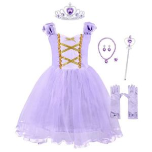 DÉGUISEMENT - PANOPLIE Robe de Princesse Violet - WNDYDX - Raiponce - Manches Courtes en Satin - Pour Fille Costumes