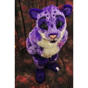 DÉGUISEMENT - PANOPLIE Mascotte de tigre de félin de guépard violet et bl