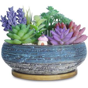 POT DE FLEUR ARTKETTY Pot de Fleurs, Grand Pot de Plantes Succulentes avec Plateau de ainage Pot à Cactus Bonsaï en Céramique pour Plantes D'270
