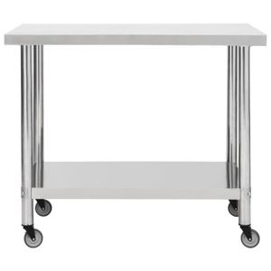 PLAN DE TRAVAIL ZHU Table de travail de cuisine avec roues 100x30x85 cm Inox tout neuf pratique