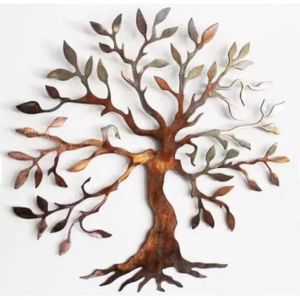 Arbre de vie 148 cm mural en métal, NOIR THERMOLAQUÉ, Grande dimension