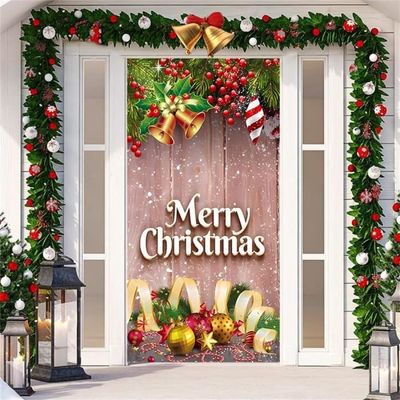 Bannière De Porte De Noël élastique 180x90 Cm – Décoration Intérieure/extérieure, Tissu Polyester, Thème Fêtes