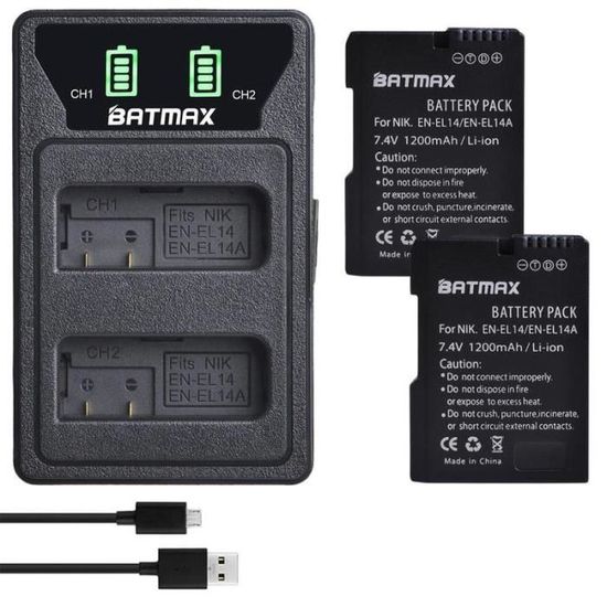 4 batteries de caméra EN-EL19 + double chargeur USB pour Nikon Coolpix ...