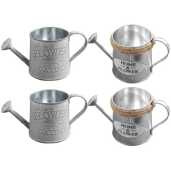 Lot De 2 Vases Décoratifs Vintage En Métal – Style Pot à Lait Galvanisé, 20 Cm De Haut, Finition Bronze