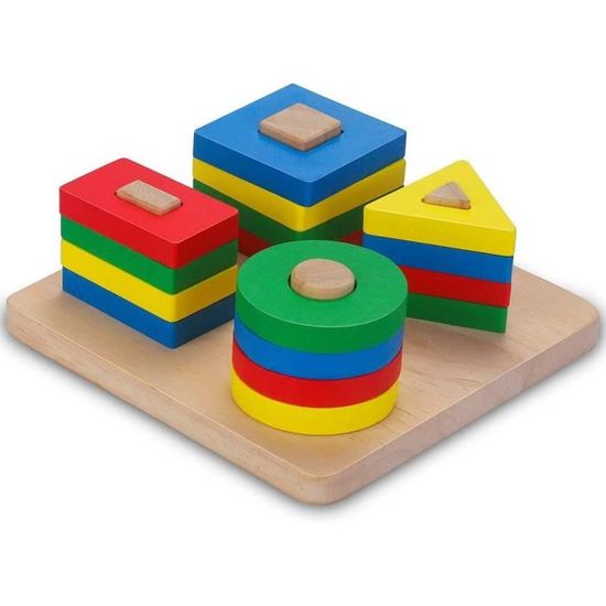 Trier et empiler en bois Jouets de triage de formes de jouets pour les  tout-petits Puzzles de blocs de couleur n9142 - Cdiscount Jeux - Jouets